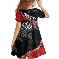 Personalised New Zealand Darts Family Matching Tank Maxi Dress and Hawaiian Shirt Koru Tribal Tattoo and Silver Fern Maori Pattern Red Color LT03 - Polynesian Pride