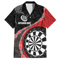 Personalised New Zealand Darts Family Matching Tank Maxi Dress and Hawaiian Shirt Koru Tribal Tattoo and Silver Fern Maori Pattern Red Color LT03 Dad's Shirt - Short Sleeve Red - Polynesian Pride