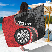 Personalised New Zealand Darts Sarong Koru Tribal Tattoo and Silver Fern Maori Pattern Red Color