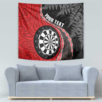 Personalised New Zealand Darts Tapestry Koru Tribal Tattoo and Silver Fern Maori Pattern Red Color