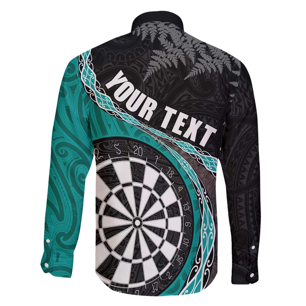 Personalised New Zealand Darts Family Matching Off Shoulder Short Dress and Hawaiian Shirt Koru Tribal Tattoo and Silver Fern Maori Pattern Teal Color