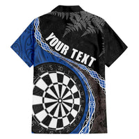 Personalised New Zealand Darts Family Matching Off Shoulder Maxi Dress and Hawaiian Shirt Koru Tribal Tattoo and Silver Fern Maori Pattern Blue Color LT03 - Polynesian Pride