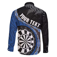 Personalised New Zealand Darts Family Matching Tank Maxi Dress and Hawaiian Shirt Koru Tribal Tattoo and Silver Fern Maori Pattern Blue Color LT03 - Polynesian Pride