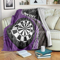 Personalised New Zealand Darts Blanket Koru Tribal Tattoo and Silver Fern Maori Pattern Purple Color LT03 Purple - Polynesian Pride