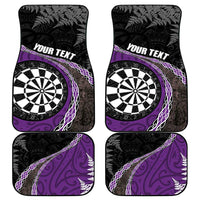 Personalised New Zealand Darts Car Mats Koru Tribal Tattoo and Silver Fern Maori Pattern Purple Color