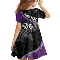 Personalised New Zealand Darts Family Matching Mermaid Dress and Hawaiian Shirt Koru Tribal Tattoo and Silver Fern Maori Pattern Purple Color LT03 - Polynesian Pride
