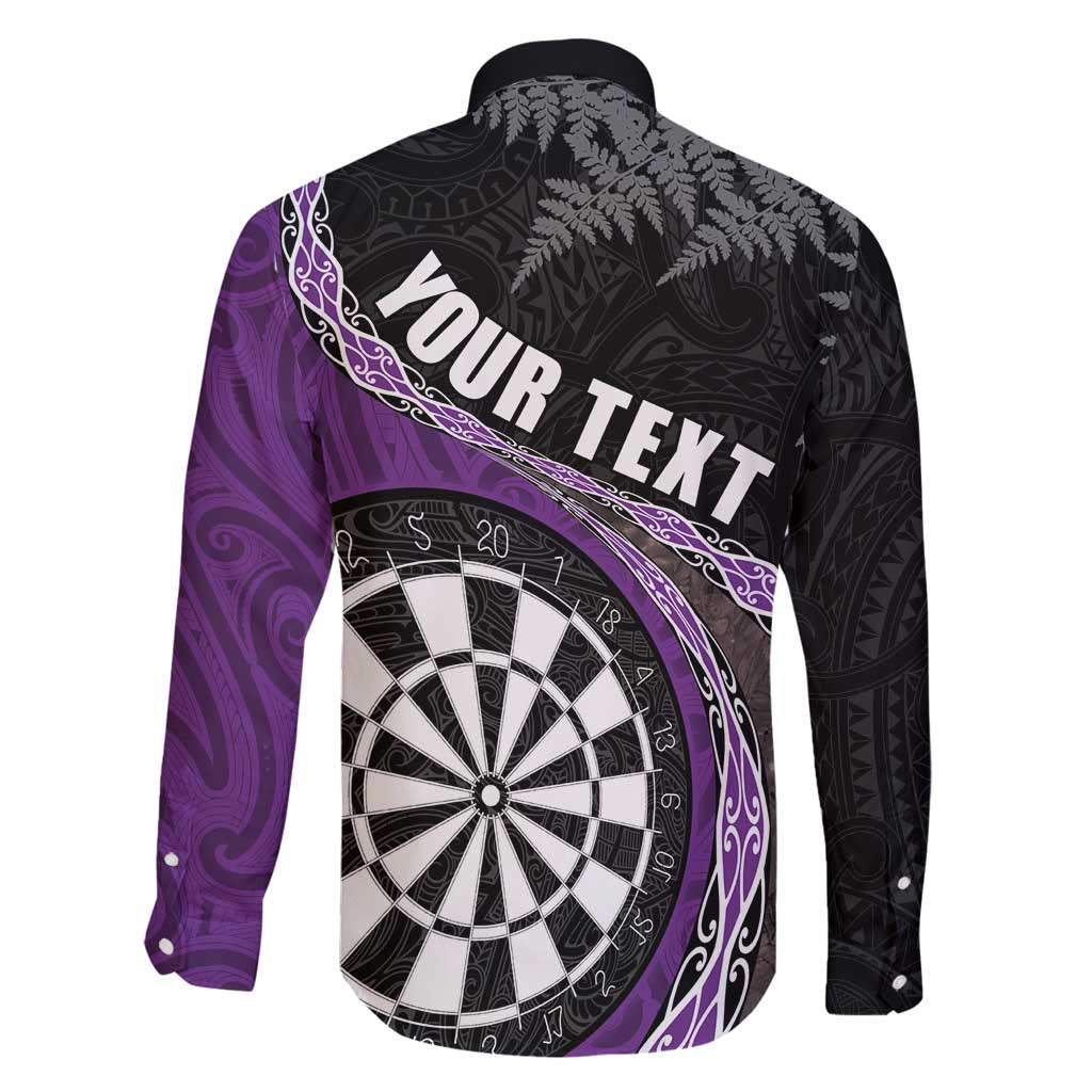 Personalised New Zealand Darts Family Matching Mermaid Dress and Hawaiian Shirt Koru Tribal Tattoo and Silver Fern Maori Pattern Purple Color LT03 - Polynesian Pride