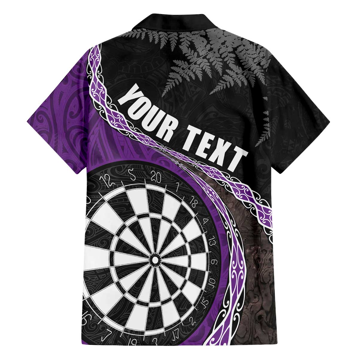 Personalised New Zealand Darts Family Matching Off Shoulder Short Dress and Hawaiian Shirt Koru Tribal Tattoo and Silver Fern Maori Pattern Purple Color LT03 - Polynesian Pride