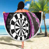 Personalised New Zealand Darts Beach Blanket Koru Tribal Tattoo and Silver Fern Maori Pattern Pink Color