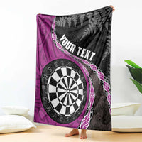 Personalised New Zealand Darts Blanket Koru Tribal Tattoo and Silver Fern Maori Pattern Pink Color LT03 - Polynesian Pride