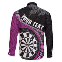 Personalised New Zealand Darts Family Matching Mermaid Dress and Hawaiian Shirt Koru Tribal Tattoo and Silver Fern Maori Pattern Pink Color LT03 - Polynesian Pride