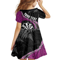 Personalised New Zealand Darts Family Matching Tank Maxi Dress and Hawaiian Shirt Koru Tribal Tattoo and Silver Fern Maori Pattern Pink Color LT03 - Polynesian Pride