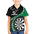 Personalised New Zealand Darts Family Matching Long Sleeve Bodycon Dress and Hawaiian Shirt Koru Tribal Tattoo and Silver Fern Maori Pattern Green Color