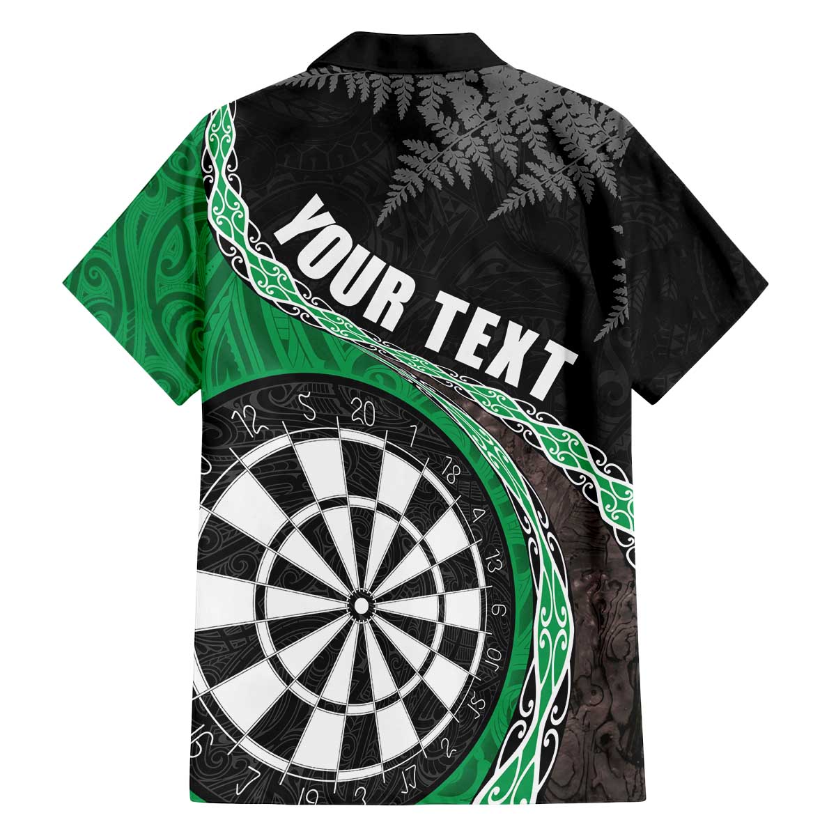 Personalised New Zealand Darts Family Matching Off The Shoulder Long Sleeve Dress and Hawaiian Shirt Koru Tribal Tattoo and Silver Fern Maori Pattern Green Color LT03 - Polynesian Pride