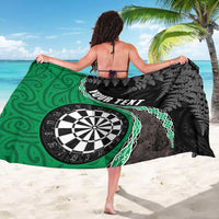 Personalised New Zealand Darts Sarong Koru Tribal Tattoo and Silver Fern Maori Pattern Green Color
