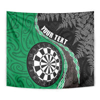 Personalised New Zealand Darts Tapestry Koru Tribal Tattoo and Silver Fern Maori Pattern Green Color