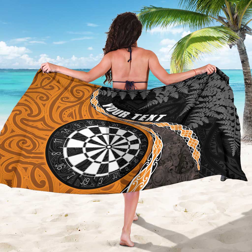 Personalised New Zealand Darts Sarong Koru Tribal Tattoo and Silver Fern Maori Pattern Orange Color