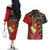 Tonga Ngatu and Australia Together Couples Matching Off The Shoulder Long Sleeve Dress and Hawaiian Shirt Polynesian Humpback Whale and Aboriginal Kangaroo