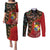 Tonga Ngatu and Australia Together Couples Matching Puletasi and Long Sleeve Button Shirt Polynesian Humpback Whale and Aboriginal Kangaroo