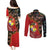 Tonga Ngatu and Australia Together Couples Matching Puletasi and Long Sleeve Button Shirt Polynesian Humpback Whale and Aboriginal Kangaroo
