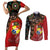 Tonga Ngatu and Australia Together Couples Matching Short Sleeve Bodycon Dress and Long Sleeve Button Shirt Polynesian Humpback Whale and Aboriginal Kangaroo