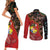 Tonga Ngatu and Australia Together Couples Matching Short Sleeve Bodycon Dress and Long Sleeve Button Shirt Polynesian Humpback Whale and Aboriginal Kangaroo