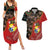 Tonga Ngatu and Australia Together Couples Matching Summer Maxi Dress and Hawaiian Shirt Polynesian Humpback Whale and Aboriginal Kangaroo