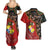 Tonga Ngatu and Australia Together Couples Matching Summer Maxi Dress and Hawaiian Shirt Polynesian Humpback Whale and Aboriginal Kangaroo