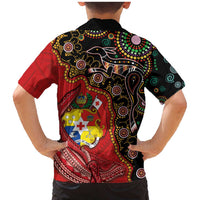 Tonga Ngatu and Australia Together Family Matching Mermaid Dress and Hawaiian Shirt Polynesian Humpback Whale and Aboriginal Kangaroo LT03 - Polynesian Pride