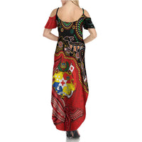 Tonga Ngatu and Australia Together Family Matching Summer Maxi Dress and Hawaiian Shirt Polynesian Humpback Whale and Aboriginal Kangaroo