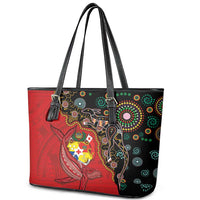 Tonga Ngatu and Australia Together Leather Tote Bag Polynesian Humpback Whale and Aboriginal Kangaroo