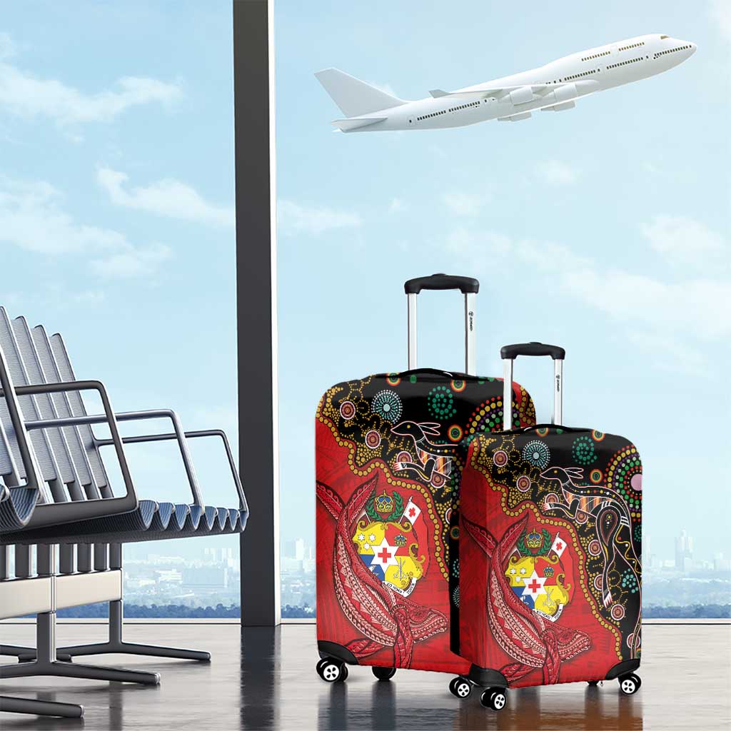Tonga Ngatu and Australia Together Luggage Cover Polynesian Humpback Whale and Aboriginal Kangaroo LT03 - Polynesian Pride