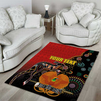 Personalised Papua New Guinea and Australia Together Area Rug Bird-of-paradise and Kangaroo with Aboriginal Pattern LT03 - Polynesian Pride