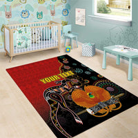 Personalised Papua New Guinea and Australia Together Area Rug Bird-of-paradise and Kangaroo with Aboriginal Pattern LT03 - Polynesian Pride