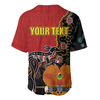 Personalised Papua New Guinea and Australia Together Baseball Jersey Bird-of-paradise and Kangaroo with Aboriginal Pattern LT03 - Polynesian Pride