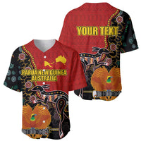 Personalised Papua New Guinea and Australia Together Baseball Jersey Bird-of-paradise and Kangaroo with Aboriginal Pattern LT03 - Polynesian Pride