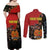Personalised Papua New Guinea and Australia Together Couples Matching Off Shoulder Maxi Dress and Long Sleeve Button Shirt Bird-of-paradise and Kangaroo with Aboriginal Pattern