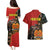 Personalised Papua New Guinea and Australia Together Couples Matching Puletasi and Hawaiian Shirt Bird-of-paradise and Kangaroo with Aboriginal Pattern