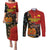 Personalised Papua New Guinea and Australia Together Couples Matching Puletasi and Long Sleeve Button Shirt Bird-of-paradise and Kangaroo with Aboriginal Pattern