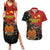 Personalised Papua New Guinea and Australia Together Couples Matching Summer Maxi Dress and Hawaiian Shirt Bird-of-paradise and Kangaroo with Aboriginal Pattern