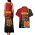 Personalised Papua New Guinea and Australia Together Couples Matching Tank Maxi Dress and Hawaiian Shirt Bird-of-paradise and Kangaroo with Aboriginal Pattern