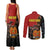 Personalised Papua New Guinea and Australia Together Couples Matching Tank Maxi Dress and Long Sleeve Button Shirt Bird-of-paradise and Kangaroo with Aboriginal Pattern