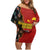 Personalised Papua New Guinea and Australia Together Family Matching Off Shoulder Short Dress and Hawaiian Shirt Bird-of-paradise and Kangaroo with Aboriginal Pattern