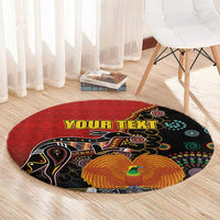 Personalised Papua New Guinea and Australia Together Round Carpet Bird-of-paradise and Kangaroo with Aboriginal Pattern LT03 - Polynesian Pride
