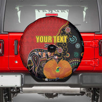Personalised Papua New Guinea and Australia Together Spare Tire Cover Bird-of-paradise and Kangaroo with Aboriginal Pattern