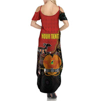 Personalised Papua New Guinea and Australia Together Summer Maxi Dress Bird-of-paradise and Kangaroo with Aboriginal Pattern LT03 - Polynesian Pride