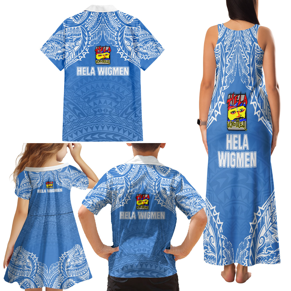 Hela Wigmen Rugby Family Matching Tank Maxi Dress and Hawaiian Shirt Papua New Guinea Polynesian Tattoo LT03 - Polynesian Pride