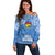 Hela Wigmen Rugby Off Shoulder Sweater Papua New Guinea Polynesian Tattoo LT03 Women Blue - Polynesian Pride