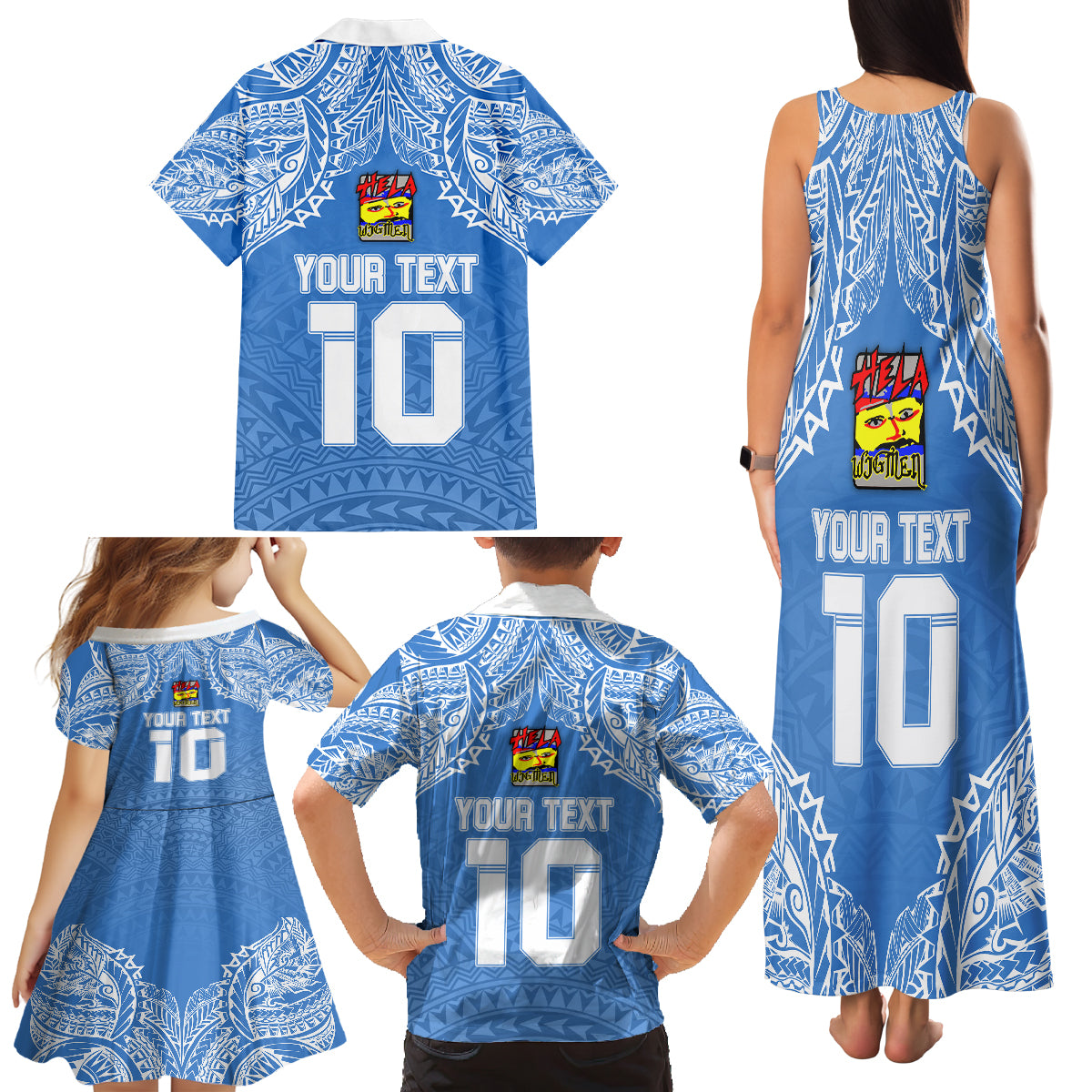 Custom Hela Wigmen Rugby Family Matching Tank Maxi Dress and Hawaiian Shirt Papua New Guinea Polynesian Tattoo LT03 - Polynesian Pride