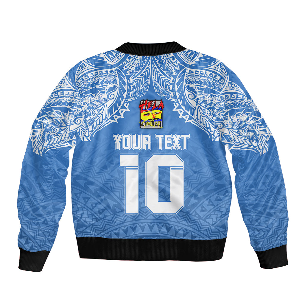 Custom Hela Wigmen Rugby Sleeve Zip Bomber Jacket Papua New Guinea Polynesian Tattoo LT03 - Polynesian Pride